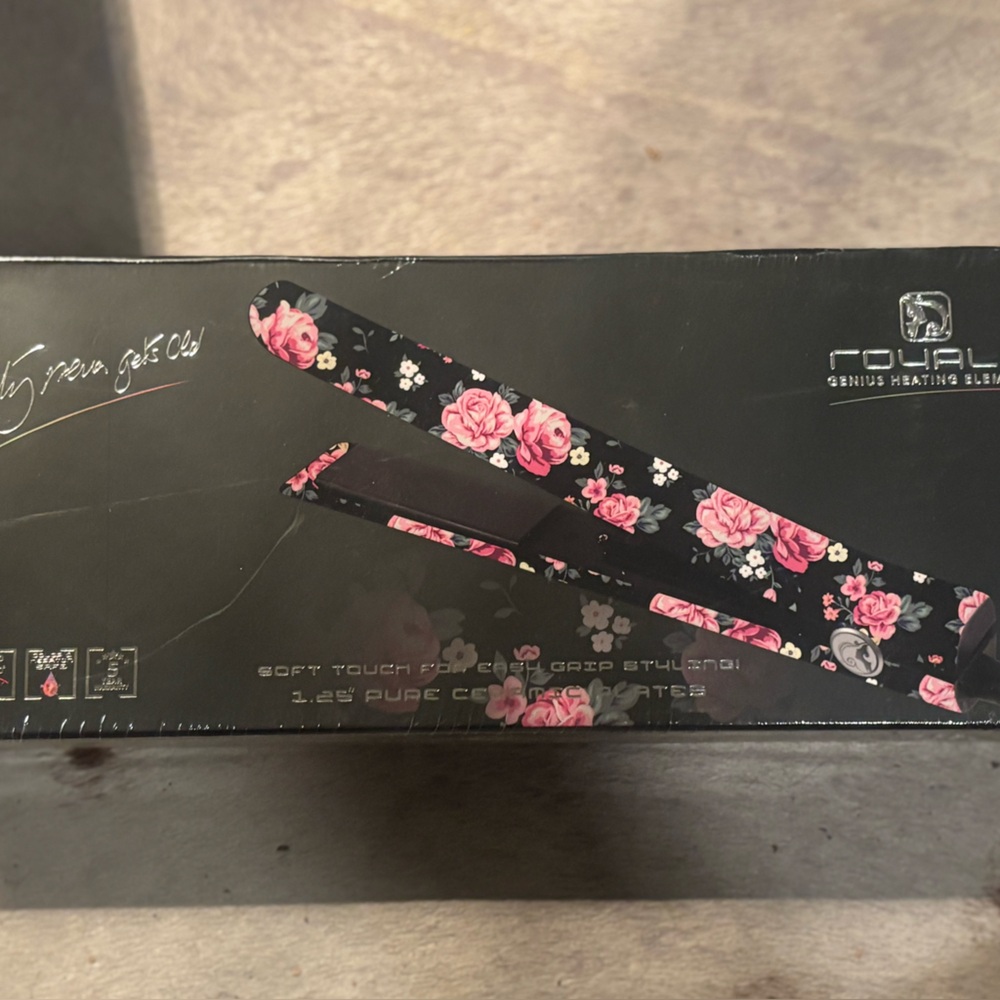Floral Black Pink Hair Flat Iron - Compact Styling Straightener